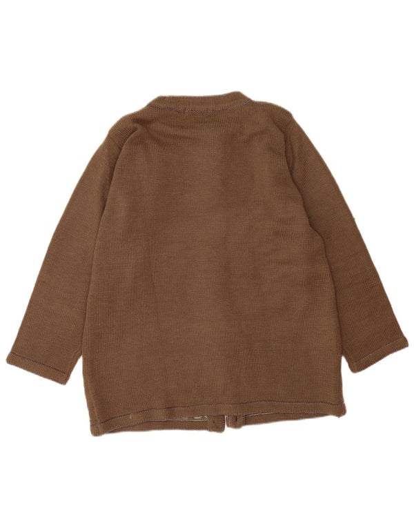 Sweter damski w stylu vintage, UK 16, duży, brązowy, wełniany w kwiaty