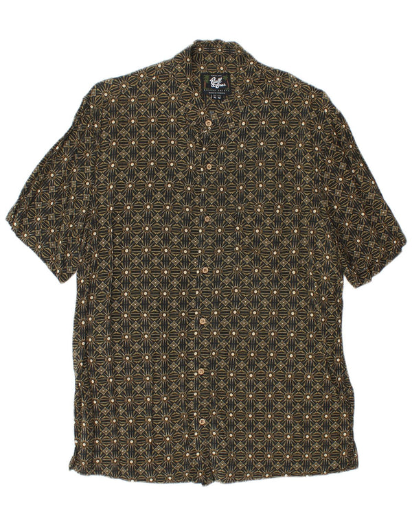 Męska koszula z krótkim rękawem Pull & Bear, XL, khaki, w geometryczne wzory