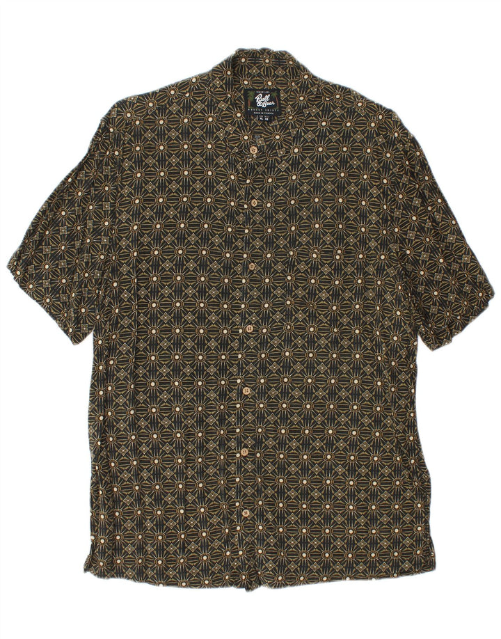 Męska koszula z krótkim rękawem Pull & Bear, XL, khaki, w geometryczne wzory