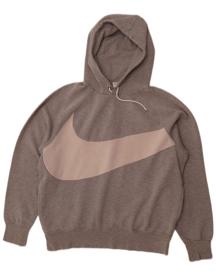 Męski sweter z kapturem NIKE z grafiką, duży, szary, bawełniany
