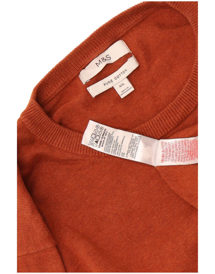 Marks & Spencer Męski sweter z okrągłym dekoltem, 4XL, brązowy, bawełniany