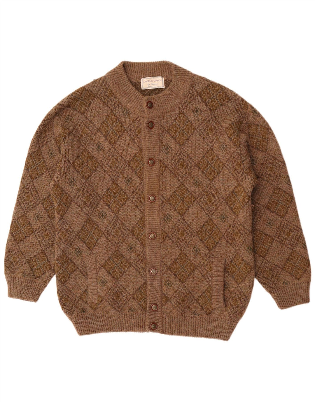 Sweter męski Angelo Greco marki Simona, duży, brązowy, argyle/diament