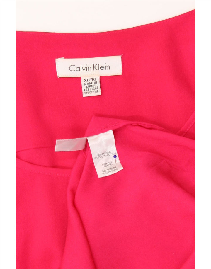 Damska bluzka z długim rękawem Calvin Klein, UK 18 XL, różowy poliester