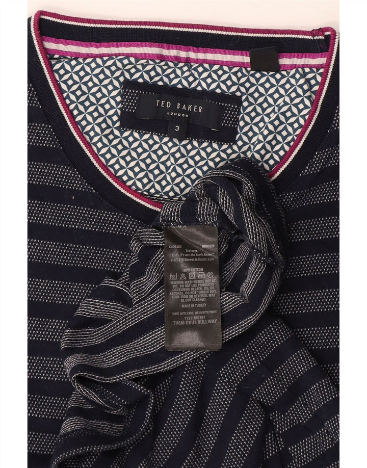 Ted Baker Męski T-shirt, rozmiar 3, średni, granatowy, bawełniany w paski