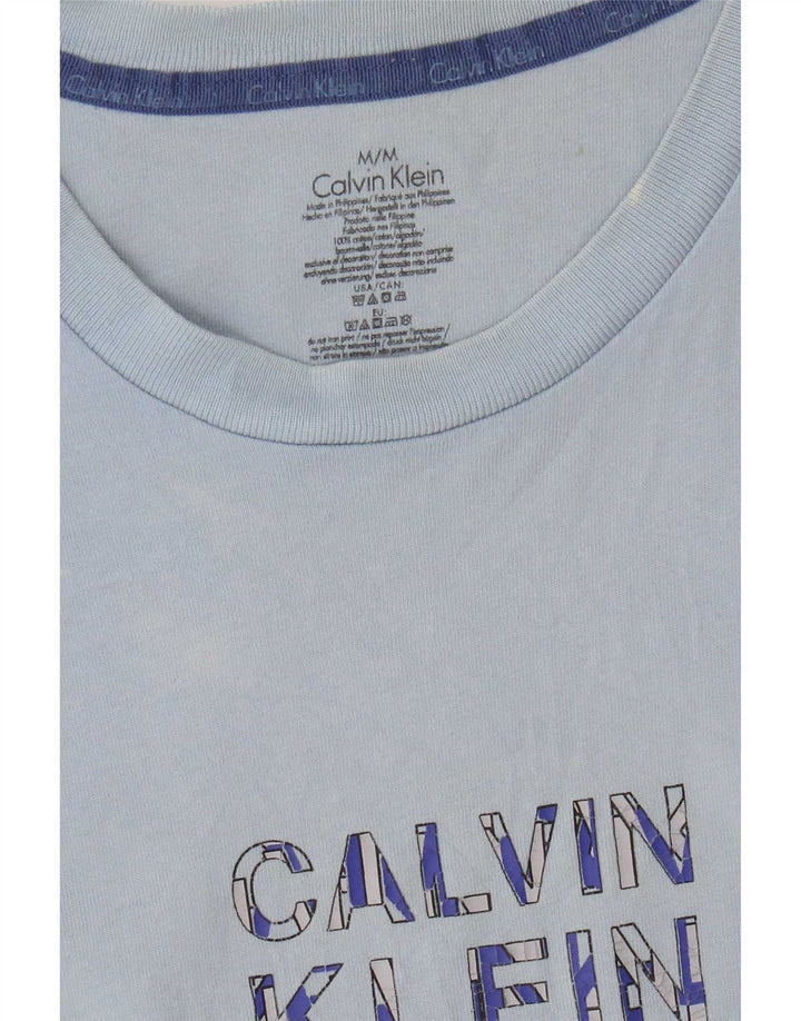 Męska koszulka z grafiką Calvin Klein, średnia niebieska bawełna