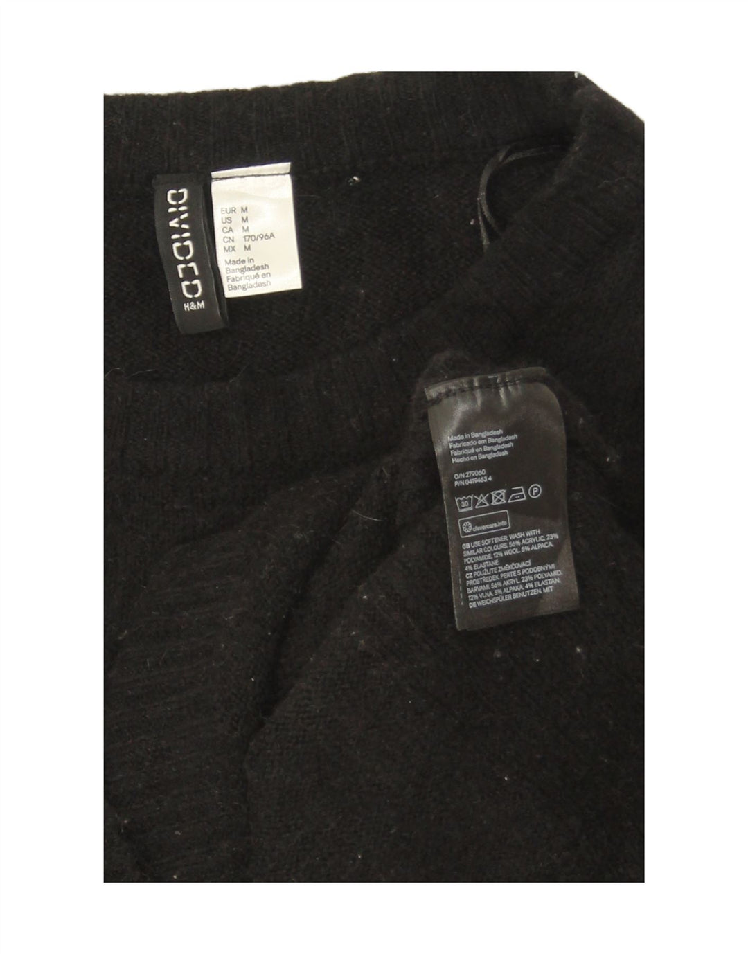 H&M Womens Boat Neck Jumper Sweater UK 14 Medium Black Acrylic Vintage H&M and Second-Hand H&M from Messina Hembry 