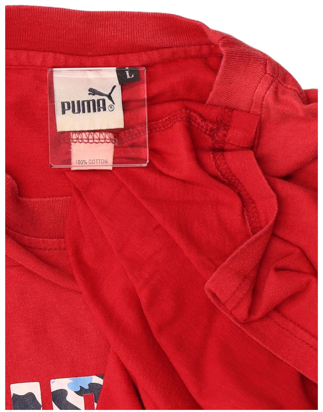 Męski T-shirt z grafiką Puma, duży, czerwony, bawełniany
