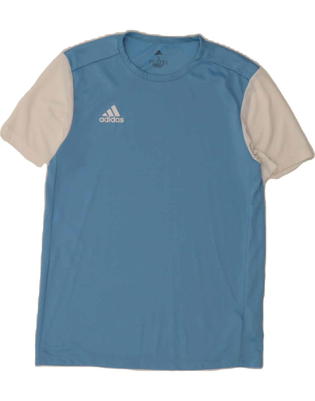 ADIDAS Mens Aeroready T-Shirt Top Small Blue Colourblock Polyester Vintage Adidas and Second-Hand Adidas from Messina Hembry 