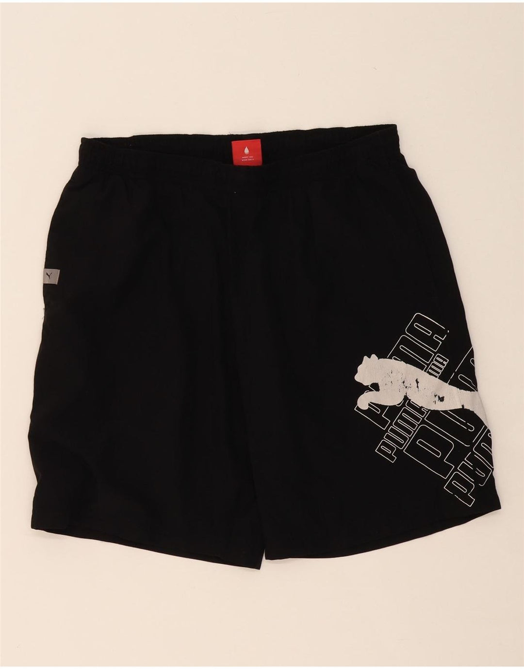 PUMA Mens Graphic Sport Shorts Medium Black Polyester