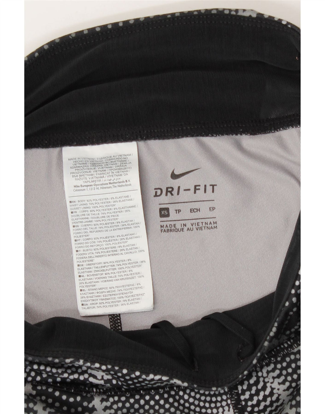 Damskie legginsy Nike Dri Fit UK 6 XS, czarny, geometryczny poliester