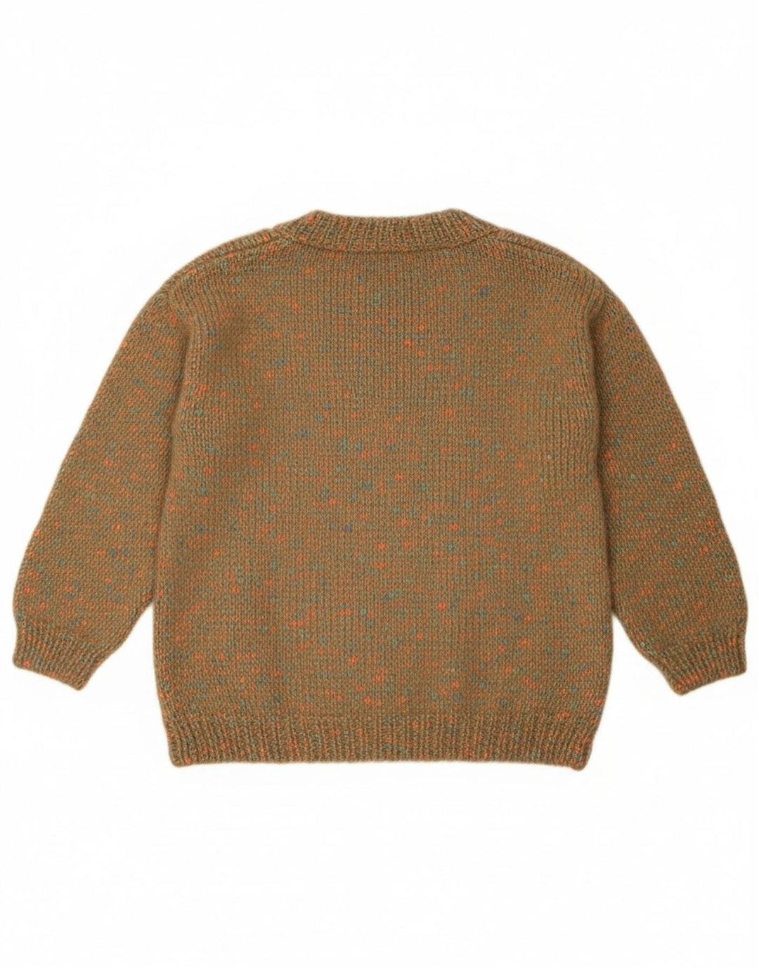 Sweter damski w stylu vintage z okrągłym dekoltem UK 12, średni, zielony, nakrapiany