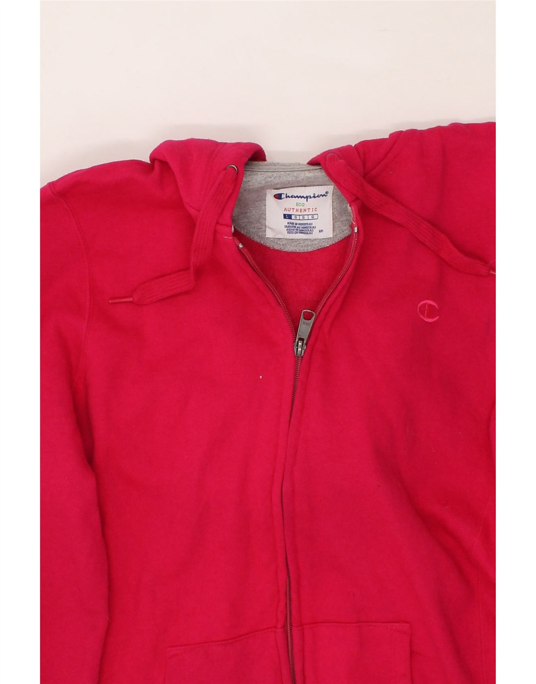 CHAMPION Womens Zip Hoodie Sweater UK 14 Large Pink Polyester Vintage Champion and Second-Hand Champion from Messina Hembry 