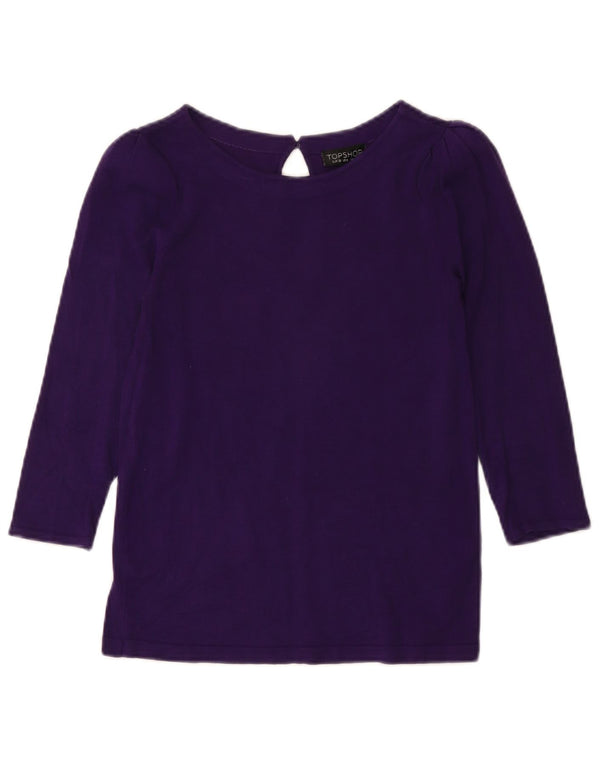 Topshop damski krótki top z rękawem 3/4, UK 10, mały, fioletowy, wiskoza