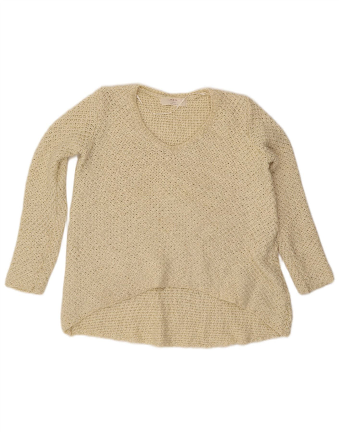 Sweter damski Zara Oversize z dekoltem w kształcie litery V, UK 10, mały, w kolorze złamanej bieli