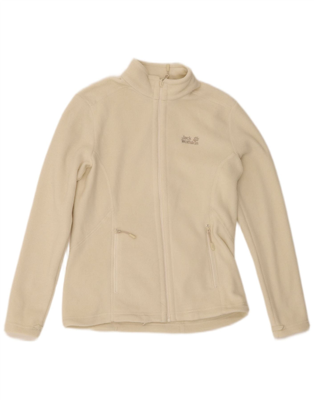 Damska kurtka polarowa Jack Wolfskin z podszewką UK 8/10, mała, złamana biel, poliester