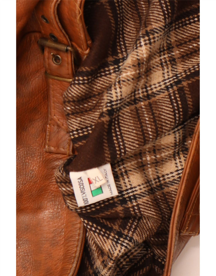 Vintage damska kurtka skórzana UK 18 XL, brązowa, nakrapiana skóra