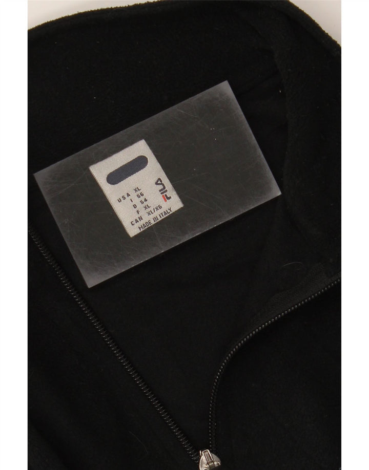 FILA Mens Zip Neck Fleece Jumper XL Black Vintage Fila and Second-Hand Fila from Messina Hembry 