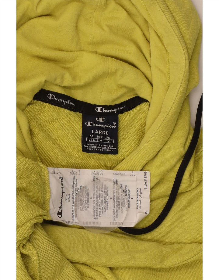 Męski sweter z kapturem i grafiką CHAMPION, duży, żółty, bawełniany