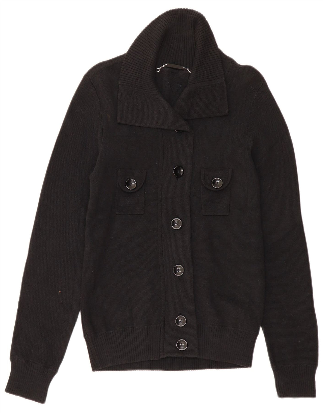 ARMANI JEANS Damski sweter kardigan UK 12 Średni czarny bawełniany