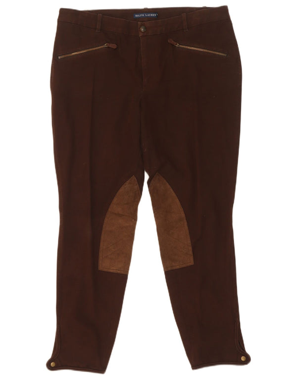 Damskie spodnie typu slim casual Ralph Lauren US 14 XL W34 L27 Brązowy blok kolorów