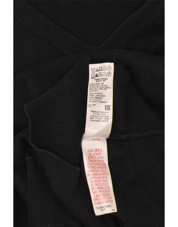 Marks & Spencer Męski sweter z dekoltem w kształcie litery V, duży, granatowy, bawełniany