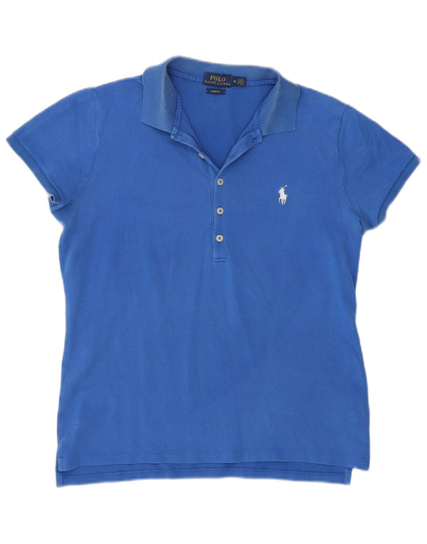 Damska koszulka polo Polo Ralph Lauren Slim Fit UK 14, średnia niebieska bawełna