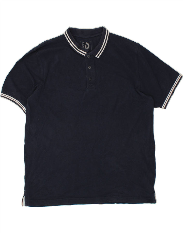 DACK'S Mens Polo Shirt 2XL Navy Blue Cotton Vintage Dack's and Second-Hand Dack's from Messina Hembry 