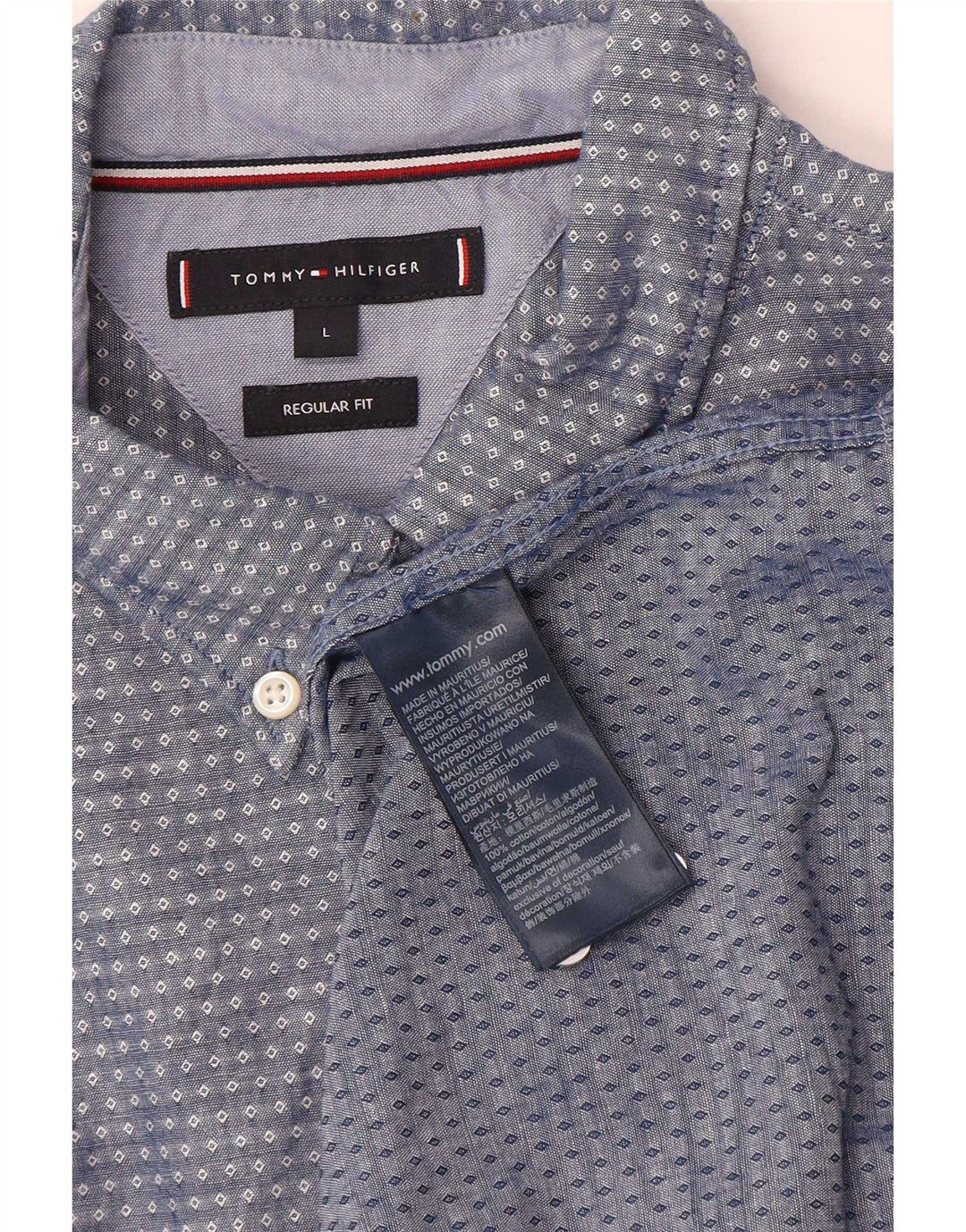 Męska koszula o regularnym kroju Tommy Hilfiger, duża, niebieska bawełniana w cętki