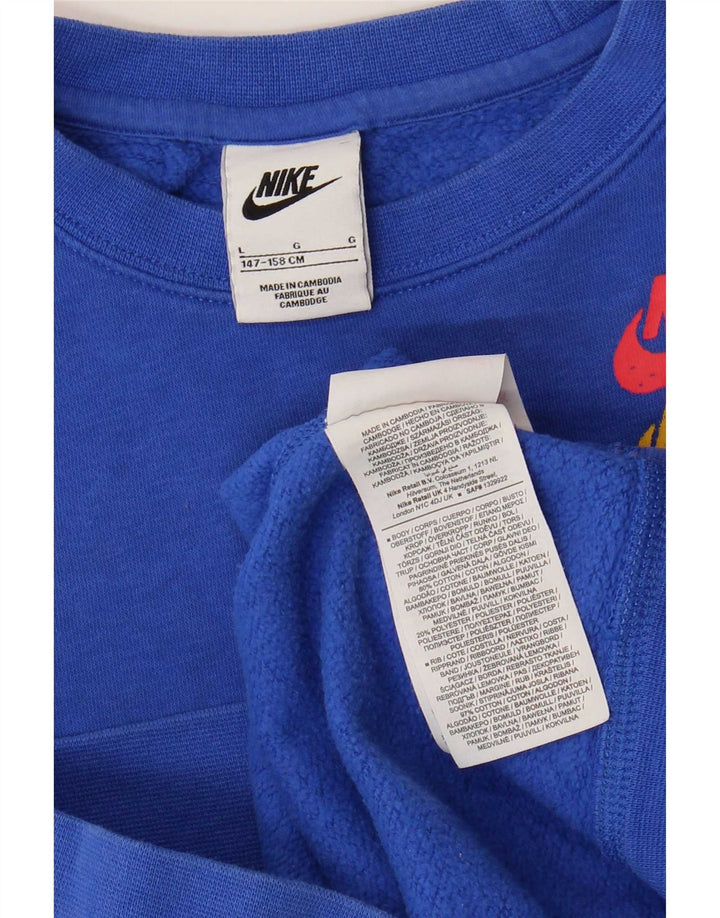 Chłopięcy sweter z grafiką Nike, 12-13 lat, duży, niebieski, bawełniany