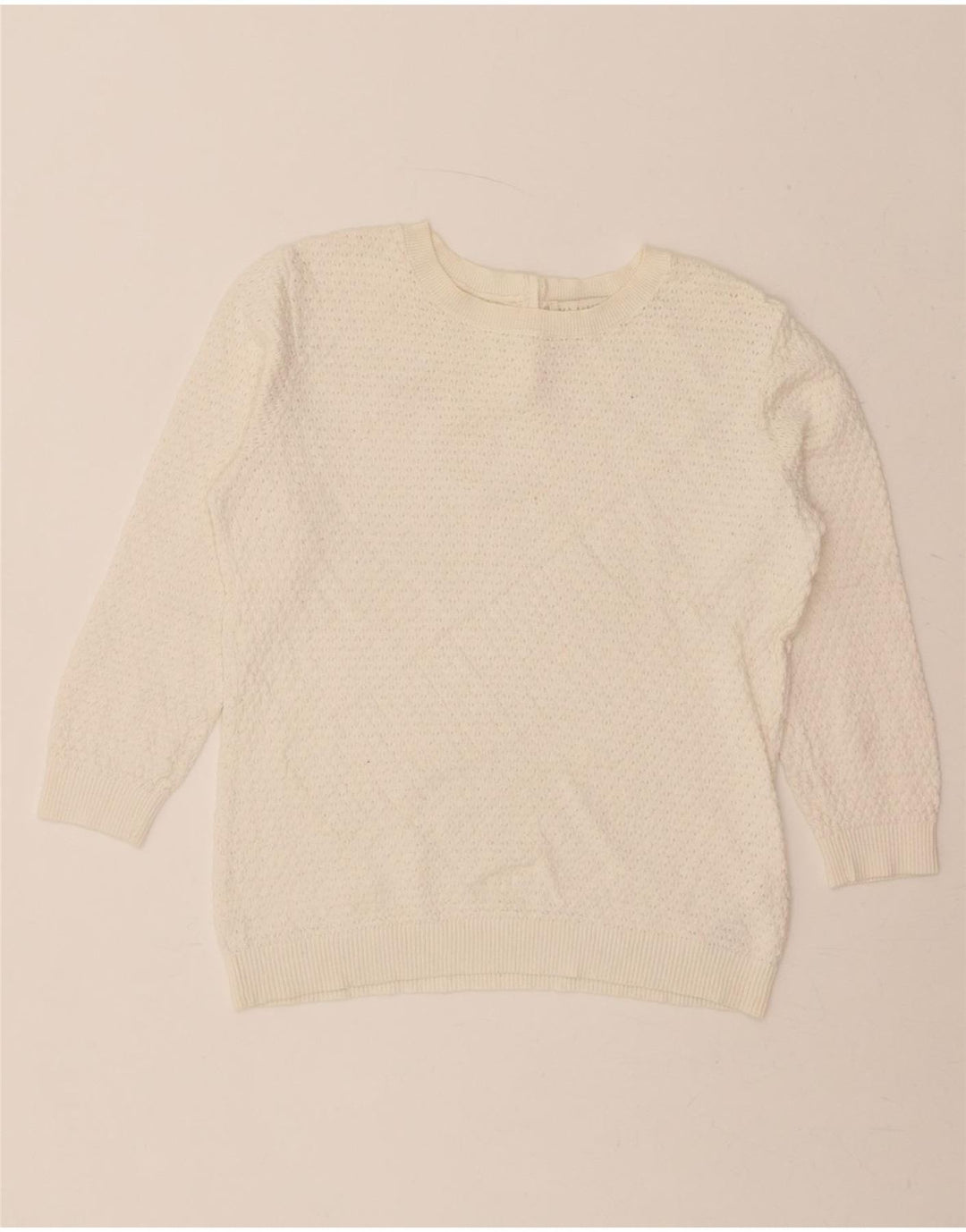 TED BAKER Womens 3/4 Sleeve Crew Neck Jumper Sweater Size 2 Small White Vintage Ted Baker and Second-Hand Ted Baker from Messina Hembry 