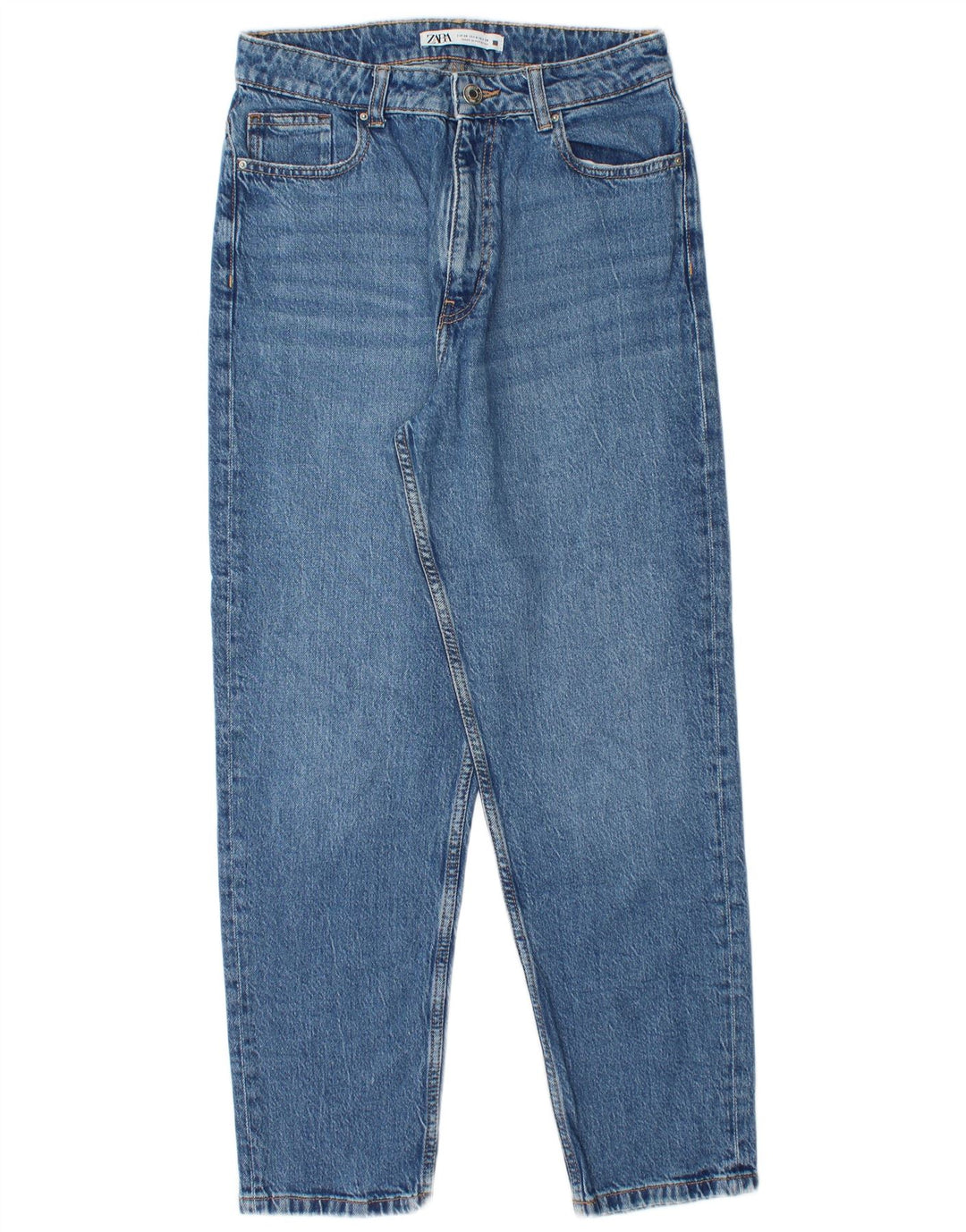 Damskie zwężane jeansy ZARA z wysokim stanem EU 38 Small W28 L28 Niebieskie