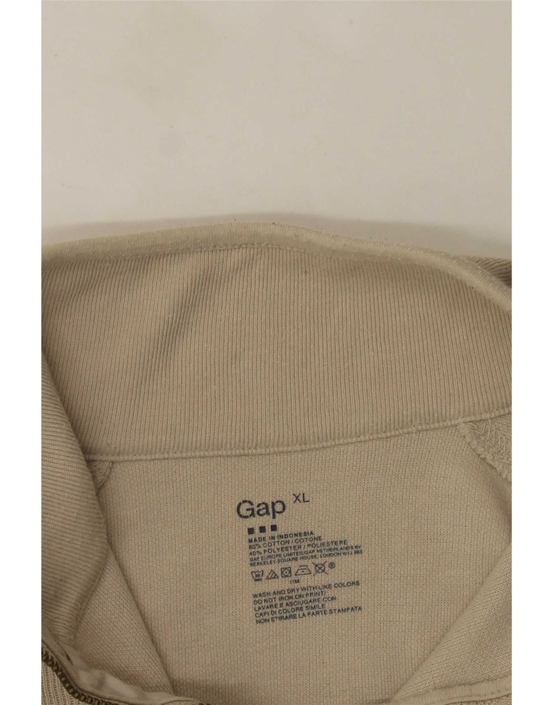 Męska koszulka Gap z długim rękawem, zapinana na zamek, XL, beżowa, bawełniana