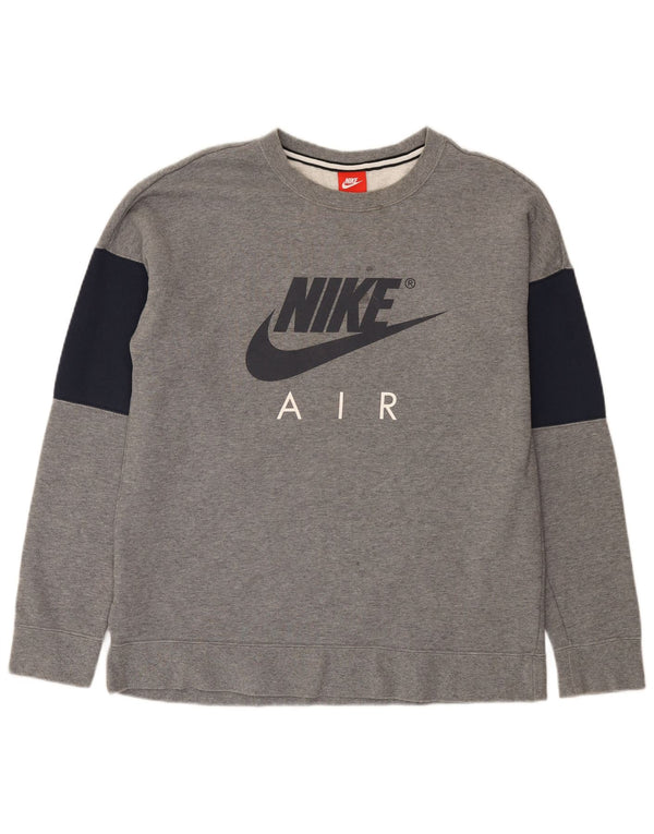 Nike Mens Graphic Sweatshirt Jumper Large Grey Colourblock Cotton