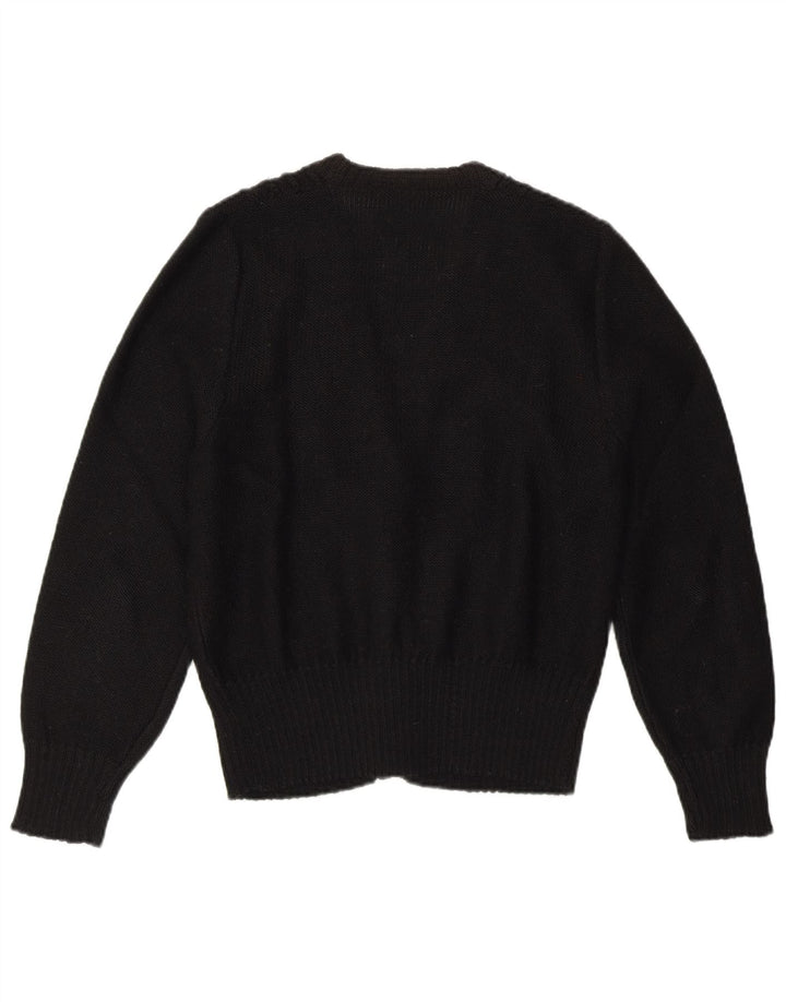 Sweter damski w stylu vintage, rozpinany UK 10, mały czarny