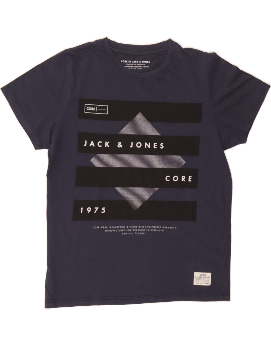 JACK & JONES Mens Graphic T-Shirt Top Medium Navy Blue Cotton Vintage Jack & Jones and Second-Hand Jack & Jones from Messina Hembry 