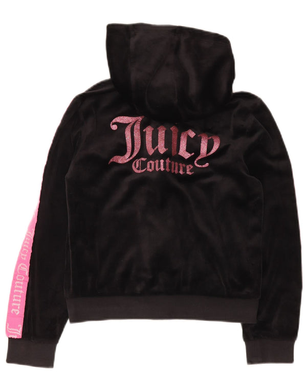 JUICY COUTURE Dziewczęcy sweter z kapturem i zamkiem błyskawicznym, 9-10 lat, czarny
