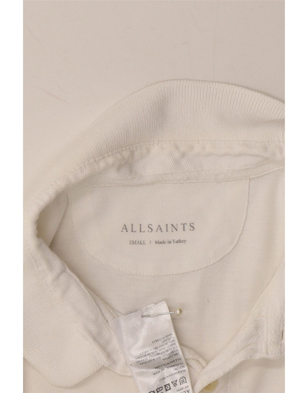 ALL SAINTS Mens Polo Shirt Small White Cotton Vintage All Saints and Second-Hand All Saints from Messina Hembry 
