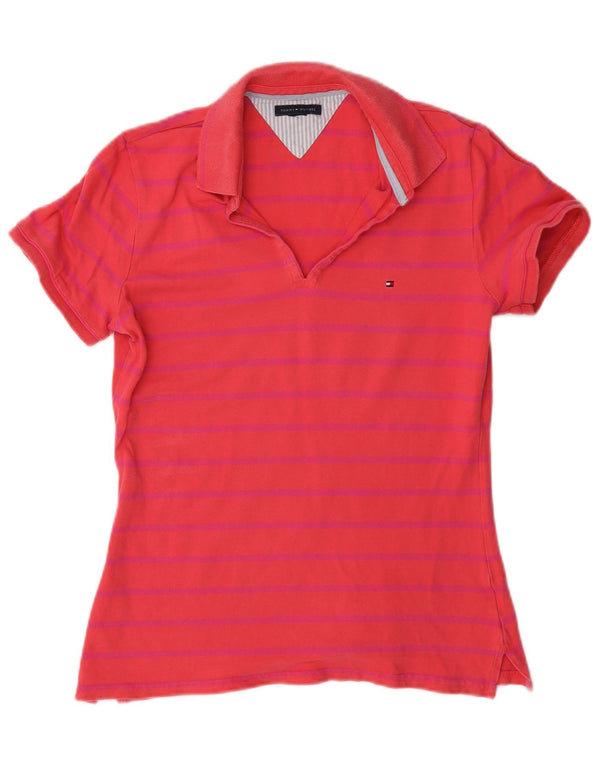 Damska koszulka polo o regularnym kroju Tommy Hilfiger UK 14 w średnie czerwone paski