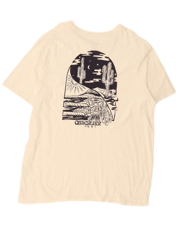 Męski T-shirt z grafiką Quiksilver o regularnym kroju, 2XL w kolorze złamanej bieli, bawełniany