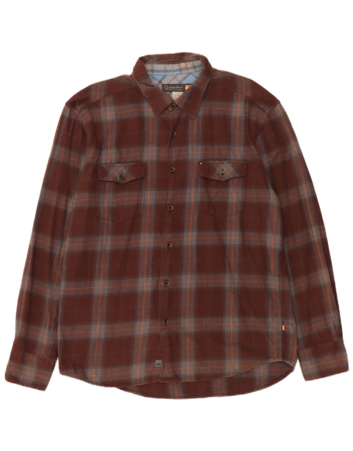 Męska koszula flanelowa Quiksilver, duża, brązowa, bawełniana w kratę