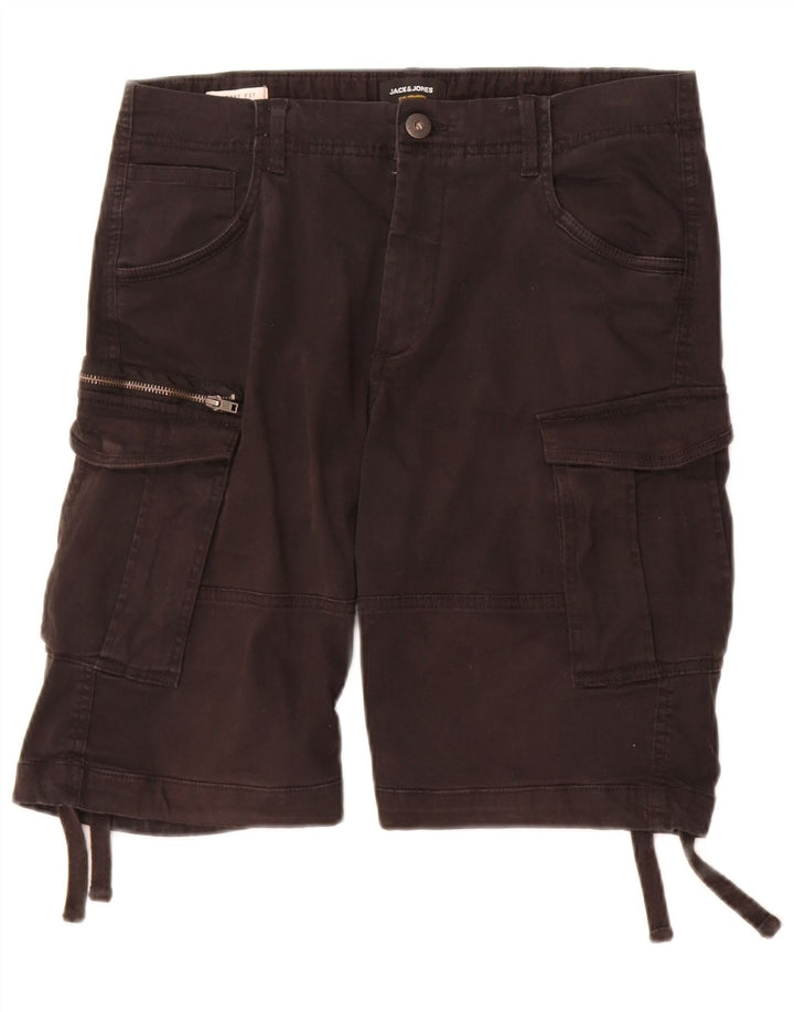 Męskie spodenki cargo Jack & Jones, średnie W32, czarne, bawełniane
