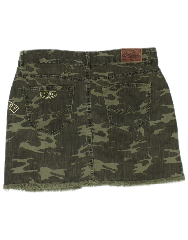 SUPERDRY Womens Mini Denim Skirt Medium W30 Khaki Camouflage