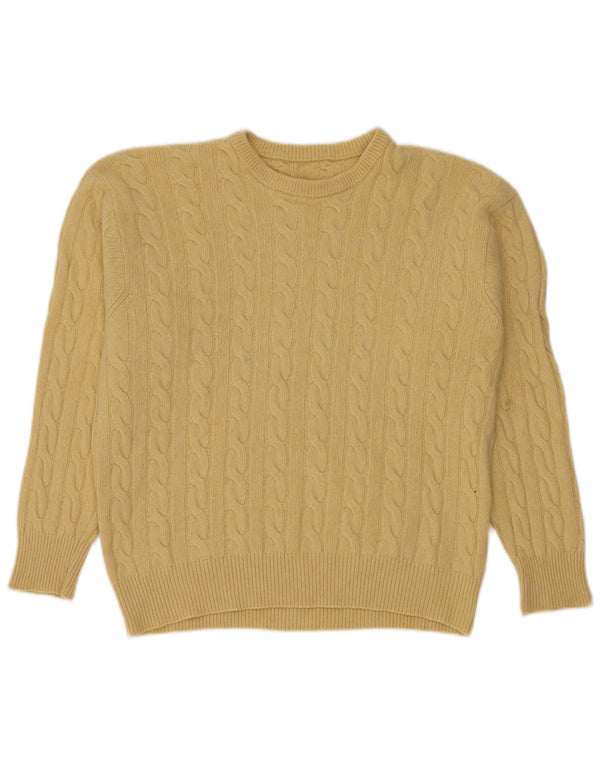 Vintage męski sweter z okrągłym dekoltem IT 52, duży, żółty kaszmir