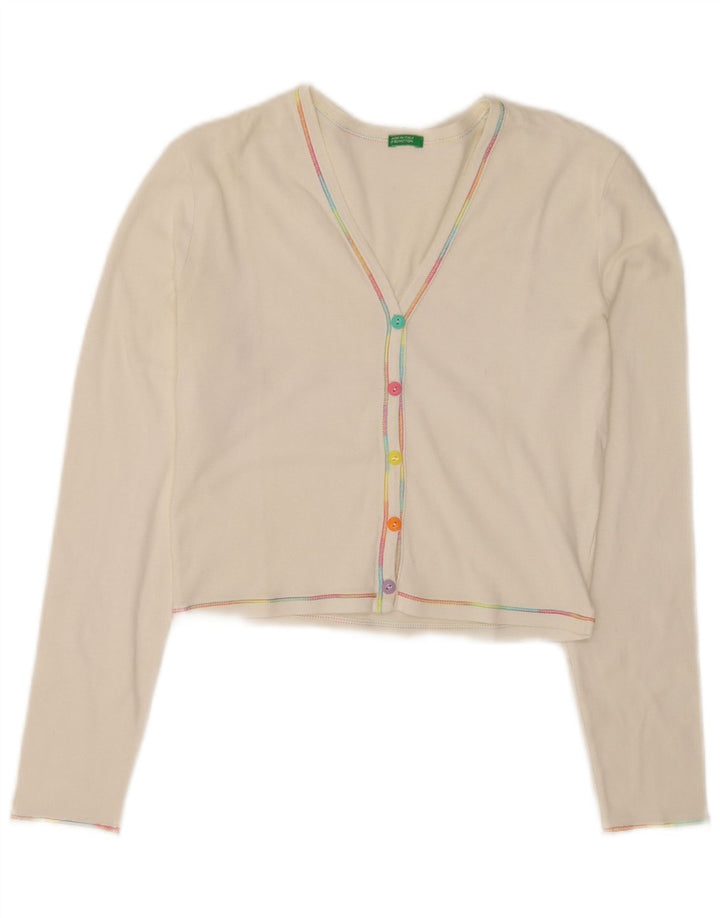 Sweter damski Benetton Crop Cardigan UK 8 Small White