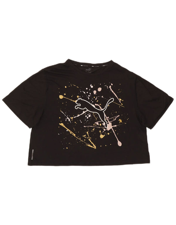 Damska koszulka PUMA Crop Oversize z grafiką Top UK 16, duży, czarny poliester