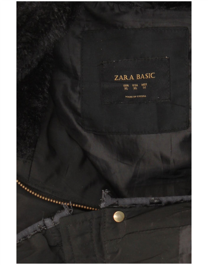 Damska ocieplana kurtka Zara UK 18 XL, czarny poliester
