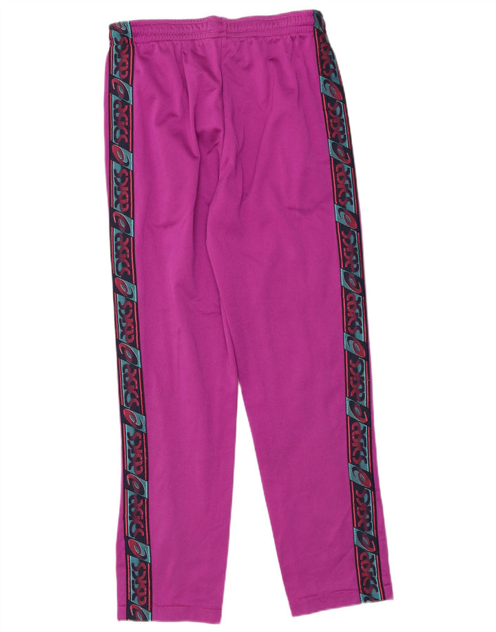 Męski pełny dres Asics z grafiką, mały, różowy, z blokami kolorów, poliamid, retro