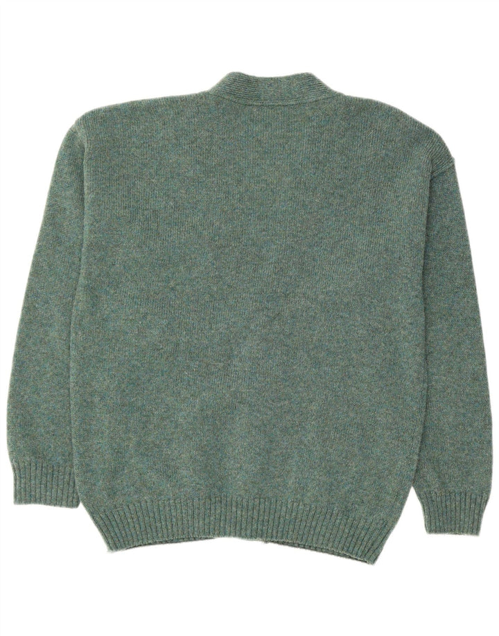 Męski sweter rozpinany VINTAGE XL, zielona wełna