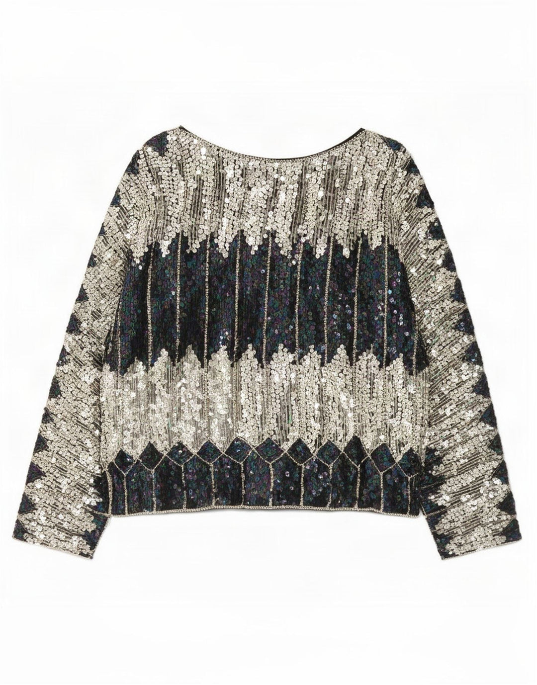 Damska bluzka z cekinami w stylu vintage, UK 20 2XL, wielobarwny blok kolorów