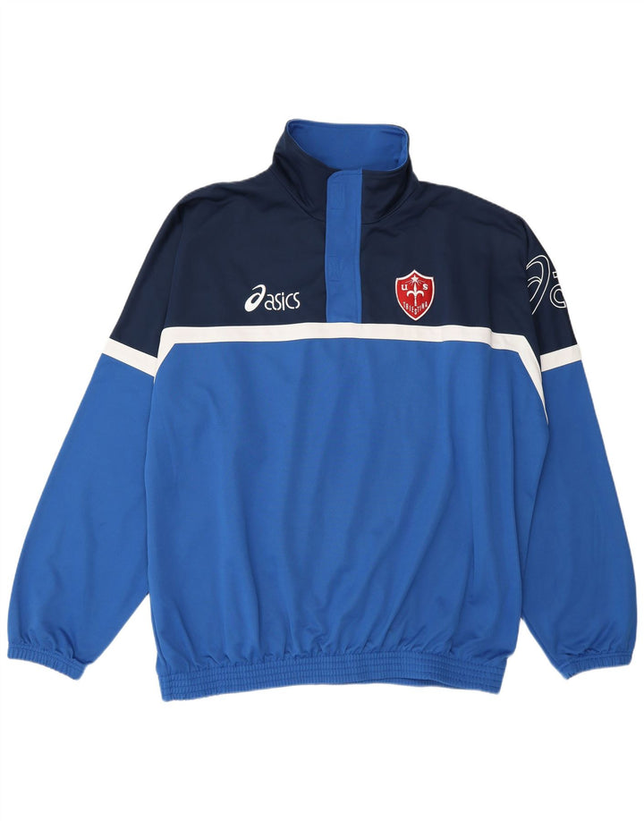 Męski dres Asics z grafiką i zamkiem błyskawicznym, 2XL, niebieski, blok kolorów